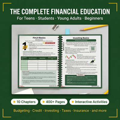 Financial Literacy Workbook for Young Adults - Interactive Activities Book with Budgeting, Saving, Investing, Credit, Insurance, Cryptocurrency, QR Codes for Engaged Learning Planner Notebook